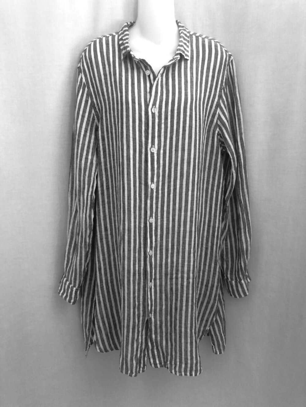 CP Shades Striped  Linen Shirt Dress Size XL  Long Sleeves